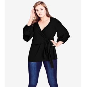 City Chic Desire Faux Wrap Shirt